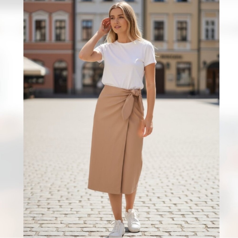 7 For All Mankind Tan Midi Skirt